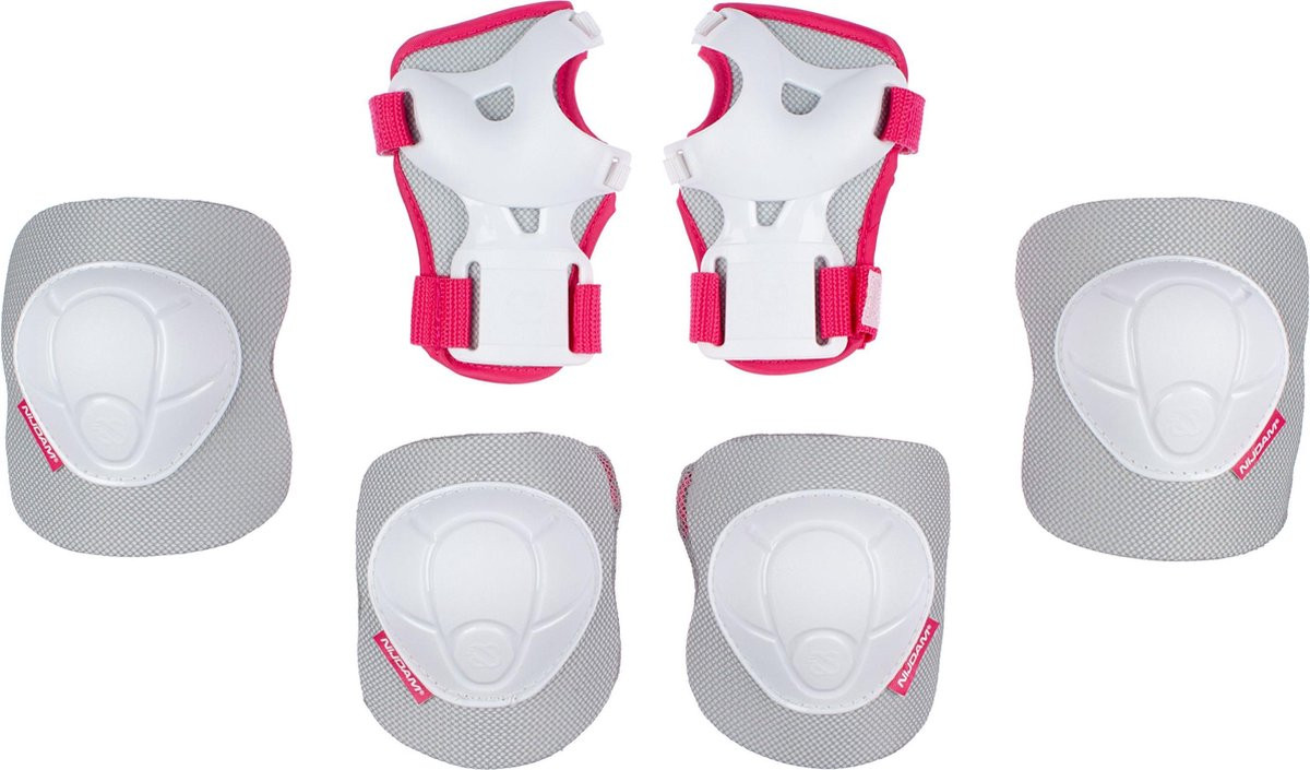 Skate Beschermset voor Kinderen - White Out - Wit / Fuchsia - Maat L