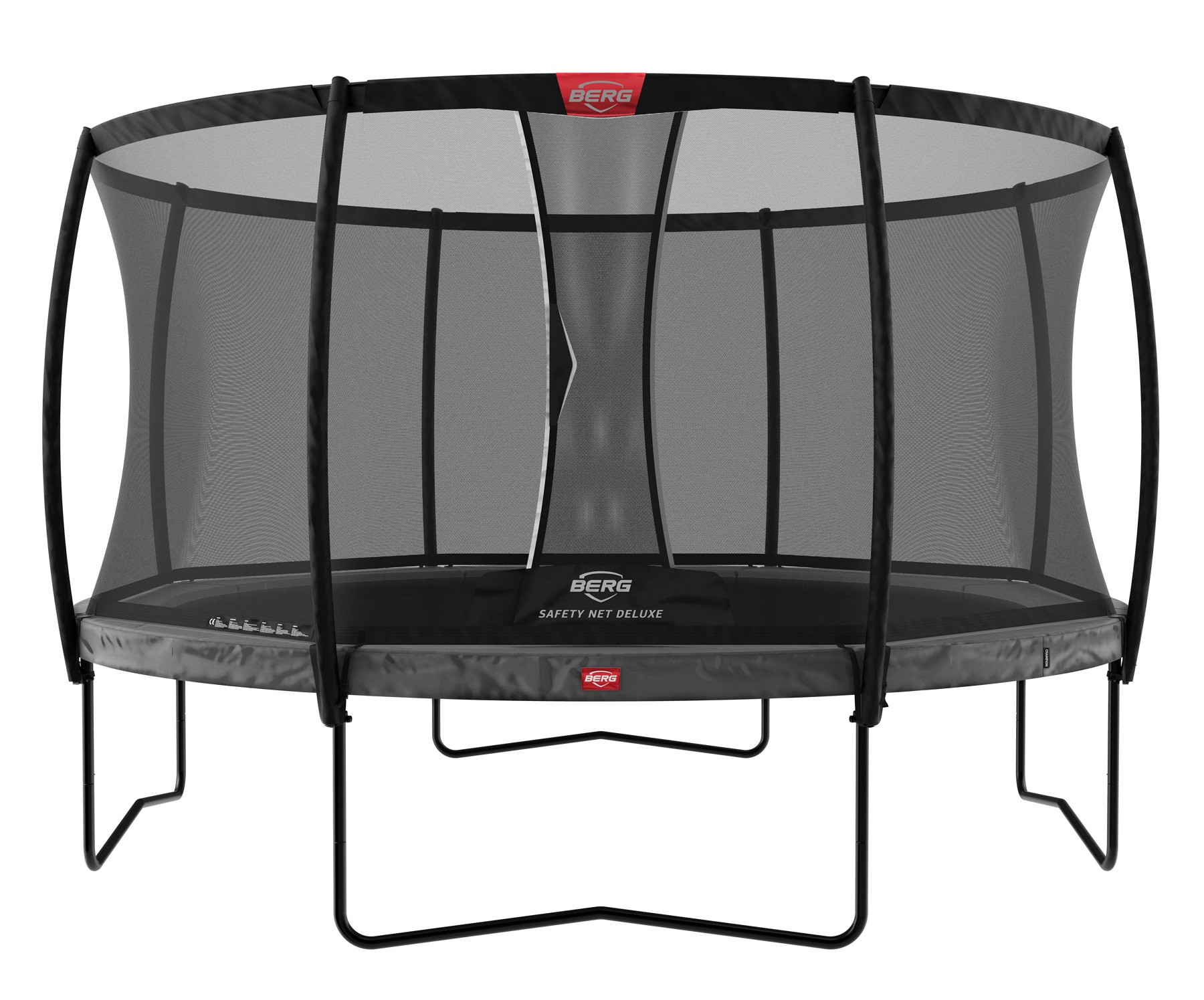 BERG Trampoline Champion met Veiligheidsnet - Safetynet Deluxe - 380 cm - Antraciet Grijs - met Airflow Springmat - Twinspring