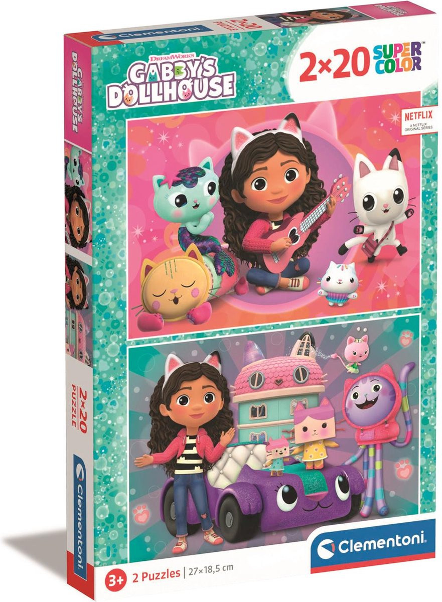 Clementoni Kinderpuzzel Gabby's Dollhouse - 2 x 20 Stukjes