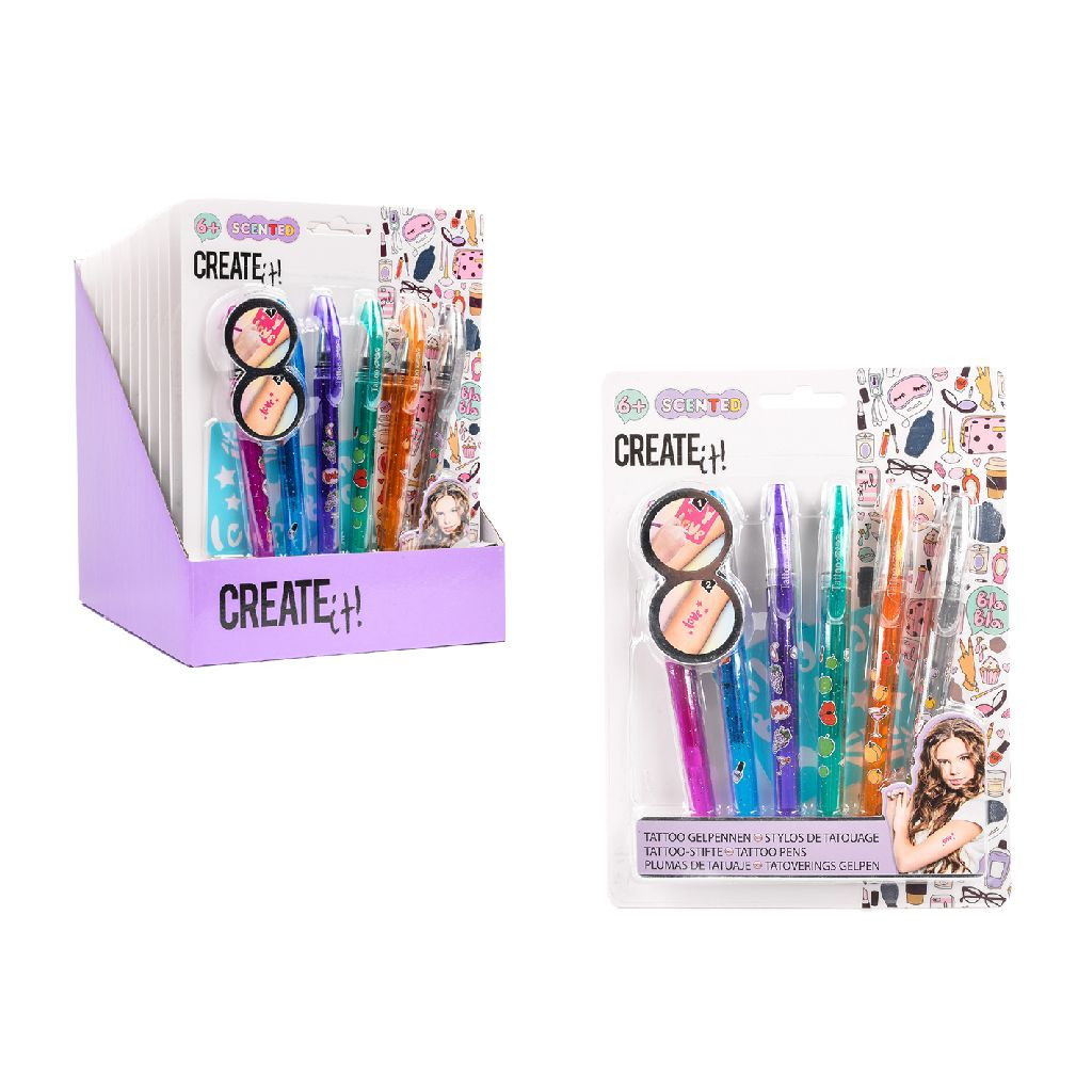 Create It! Tattoo Gelpennen Met Geur 6-Pack