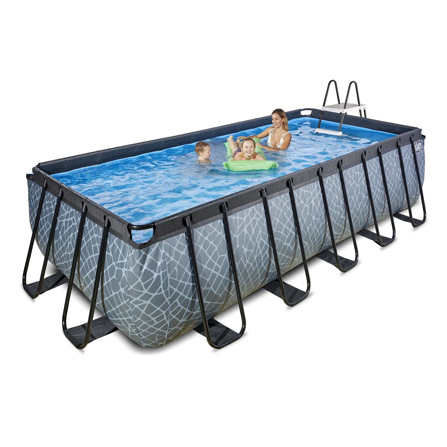 EXIT Frame Zwembad - Stone - 540 cm x 250 cm x 122 cm - met Filterpomp - Grijs