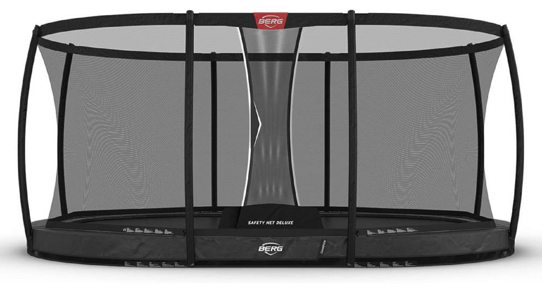 BERG Trampoline Grand Champion met Veiligheidsnet - Safetynet Deluxe - InGround - 520 x 350 cm - Antraciet Grijs - Airflow - Twinspring