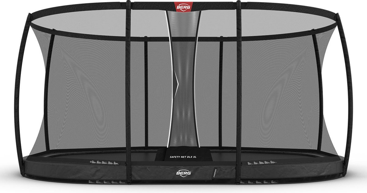 BERG Trampoline Grand Champion met Veiligheidsnet - Safetynet Deluxe XL - InGround - 520 x 350 cm - Antraciet Grijs - Airflow - Twinspring