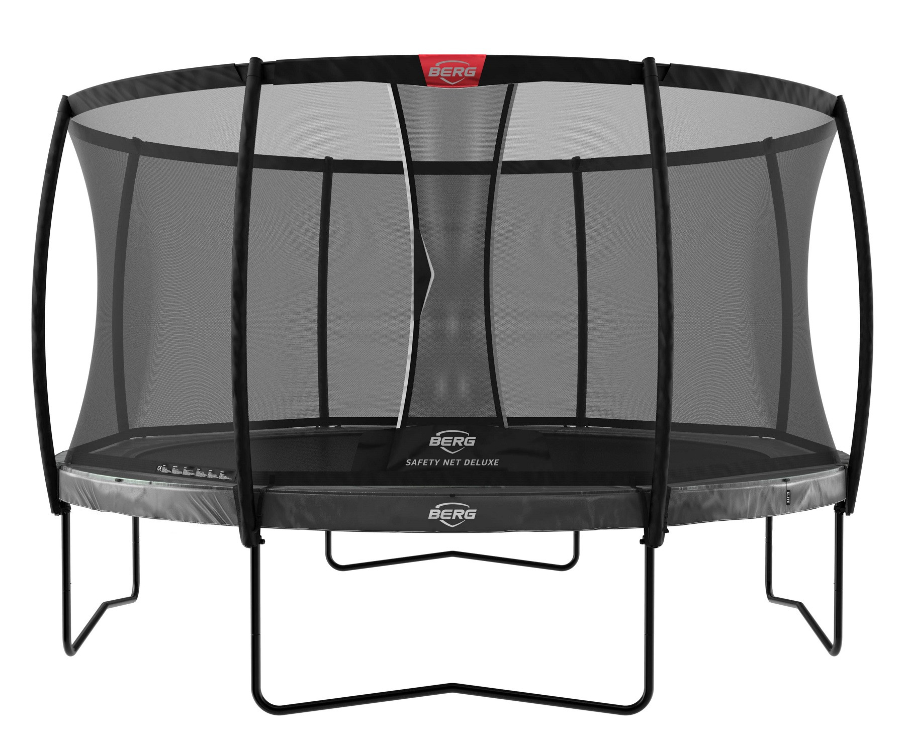 BERG Trampoline Elite met Veiligheidsnet -  Safetynet Deluxe - 380 cm - Antraciet Grijs