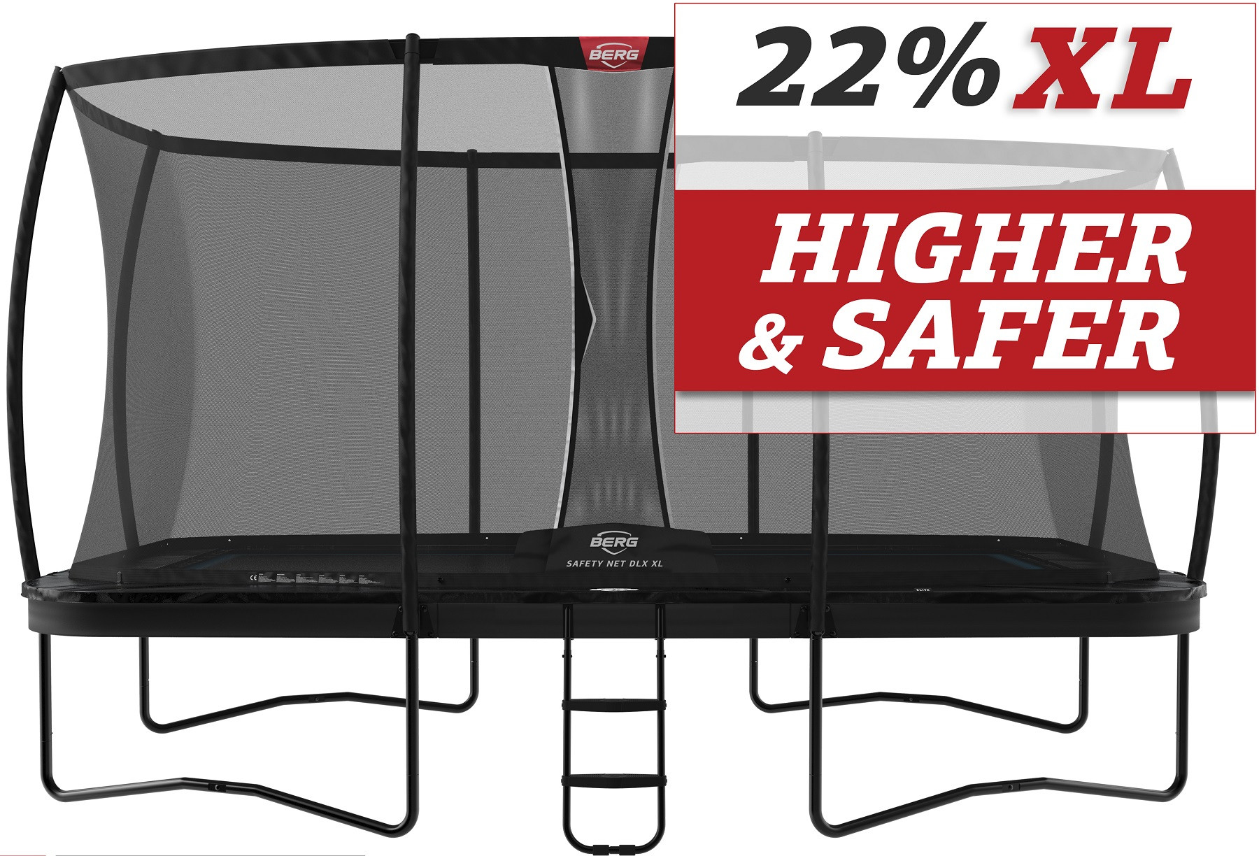 BERG Trampoline Ultim Elite met Veiligheidsnet - Safety Net Deluxe XL - 500 x 300 cm - Zwart