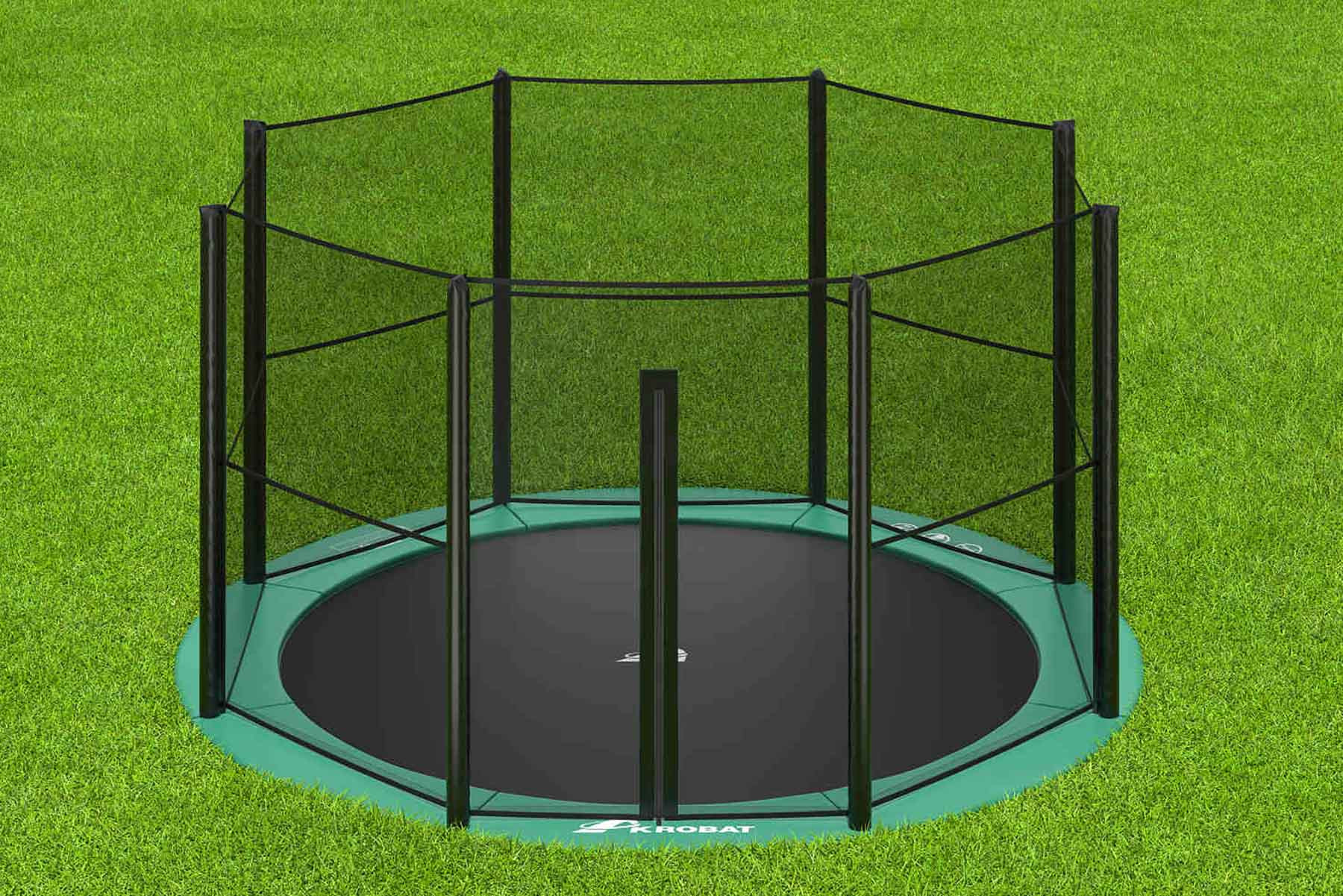 Akrobat Trampoline Orbit - Flat to the Ground - 244 cm - Groen - met Veiligheidsnet