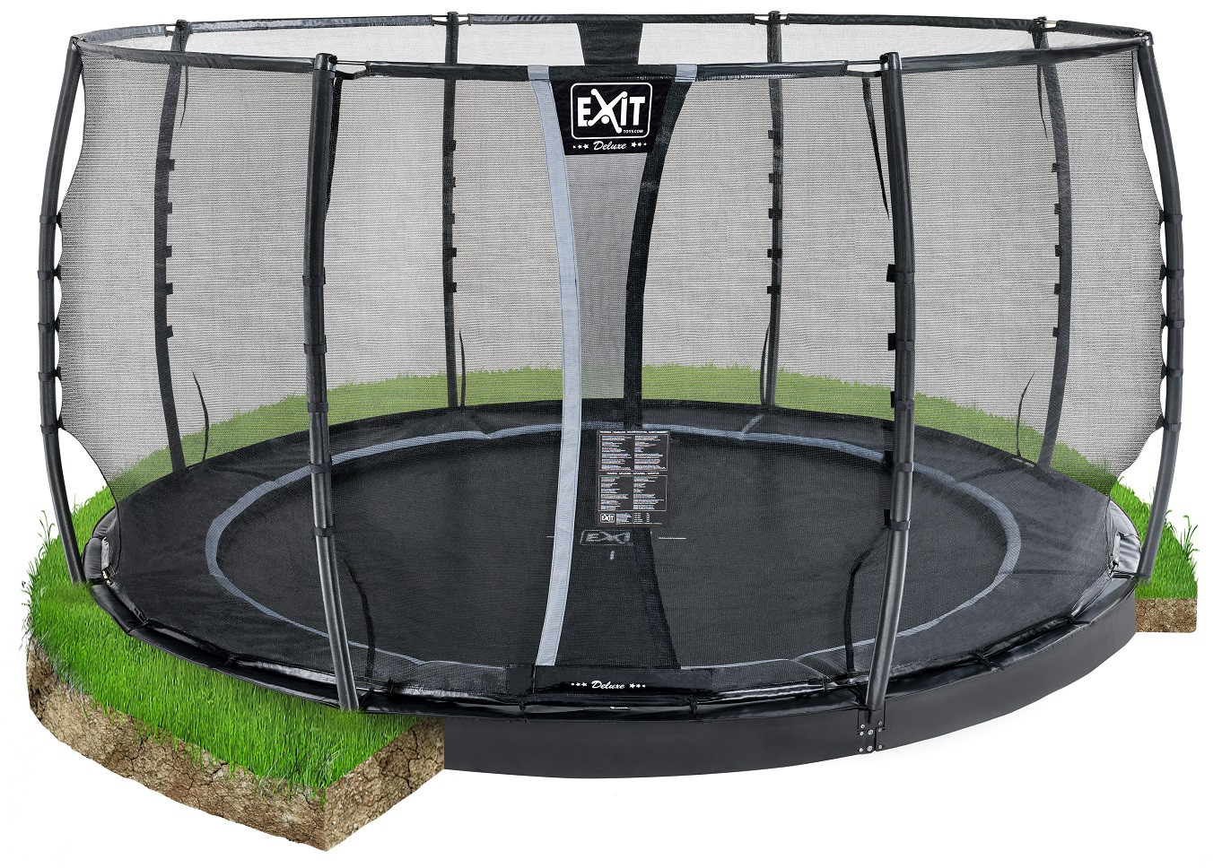 EXIT Trampoline Dynamic met Veiligheidsnet -  Groundlevel - 366 cm - Zwart