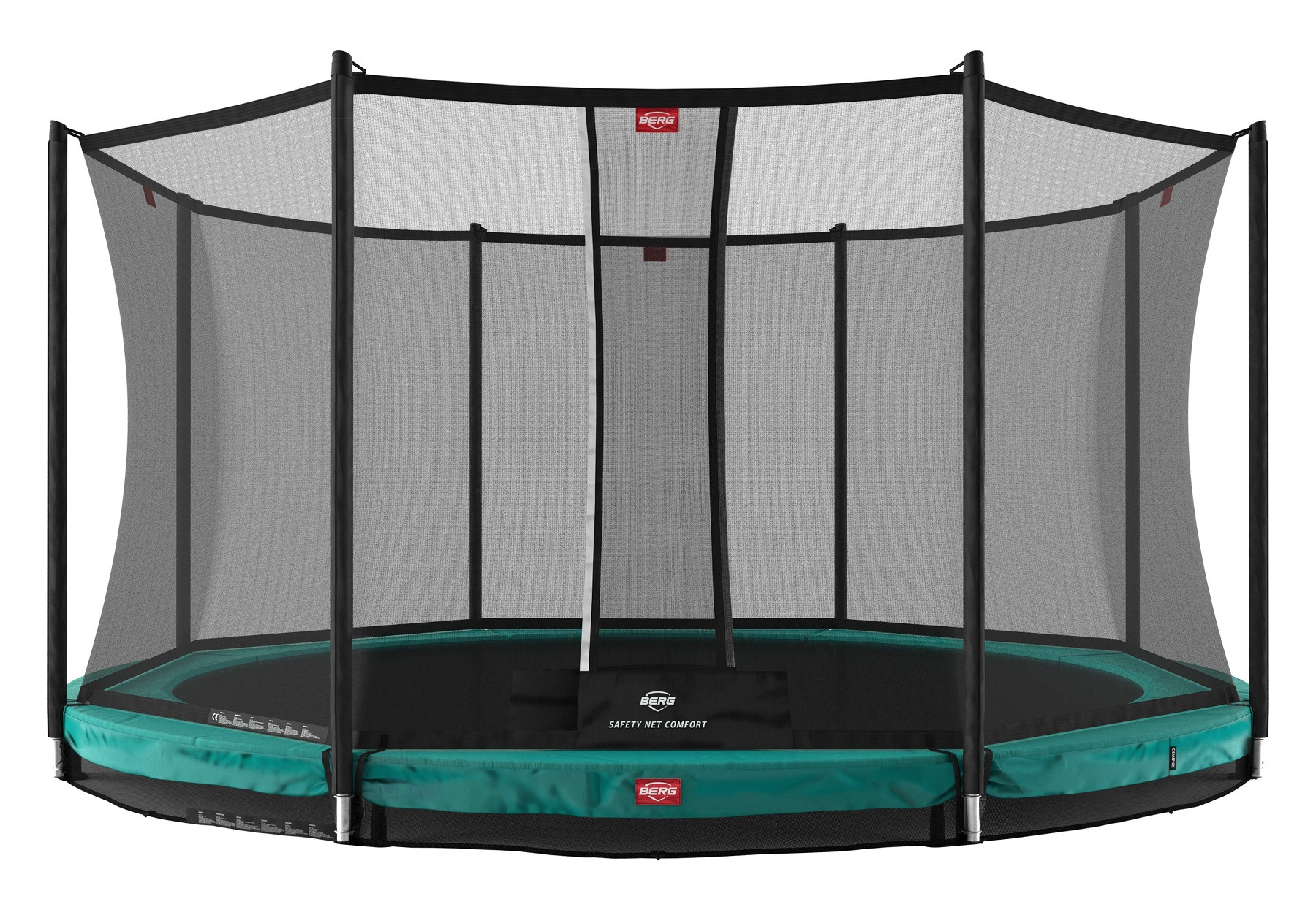 BERG Trampoline Champion met Veiligheidsnet - Safetynet Comfort - InGround - 380 Groen - met Airflow - Twinspring