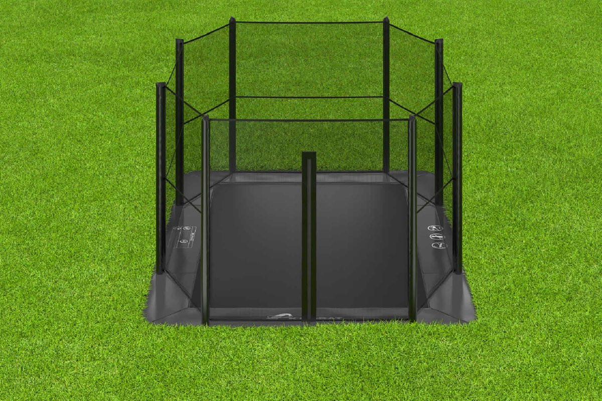 Akrobat Trampoline Primus met Veiligheidsnet - Flat to the Ground - 430 x 305 cm - Antraciet 