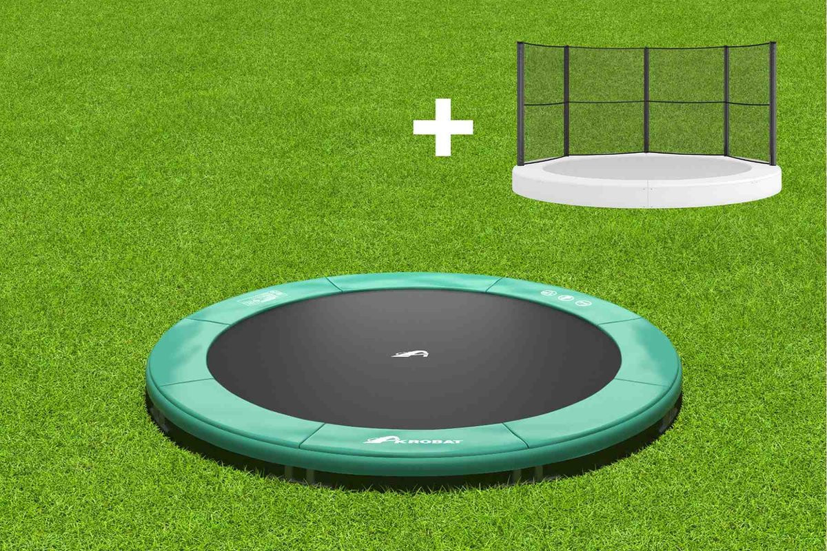 Akrobat Trampoline Primus met Half Veiligheidsnet - Inground - 305 cm - Groen 