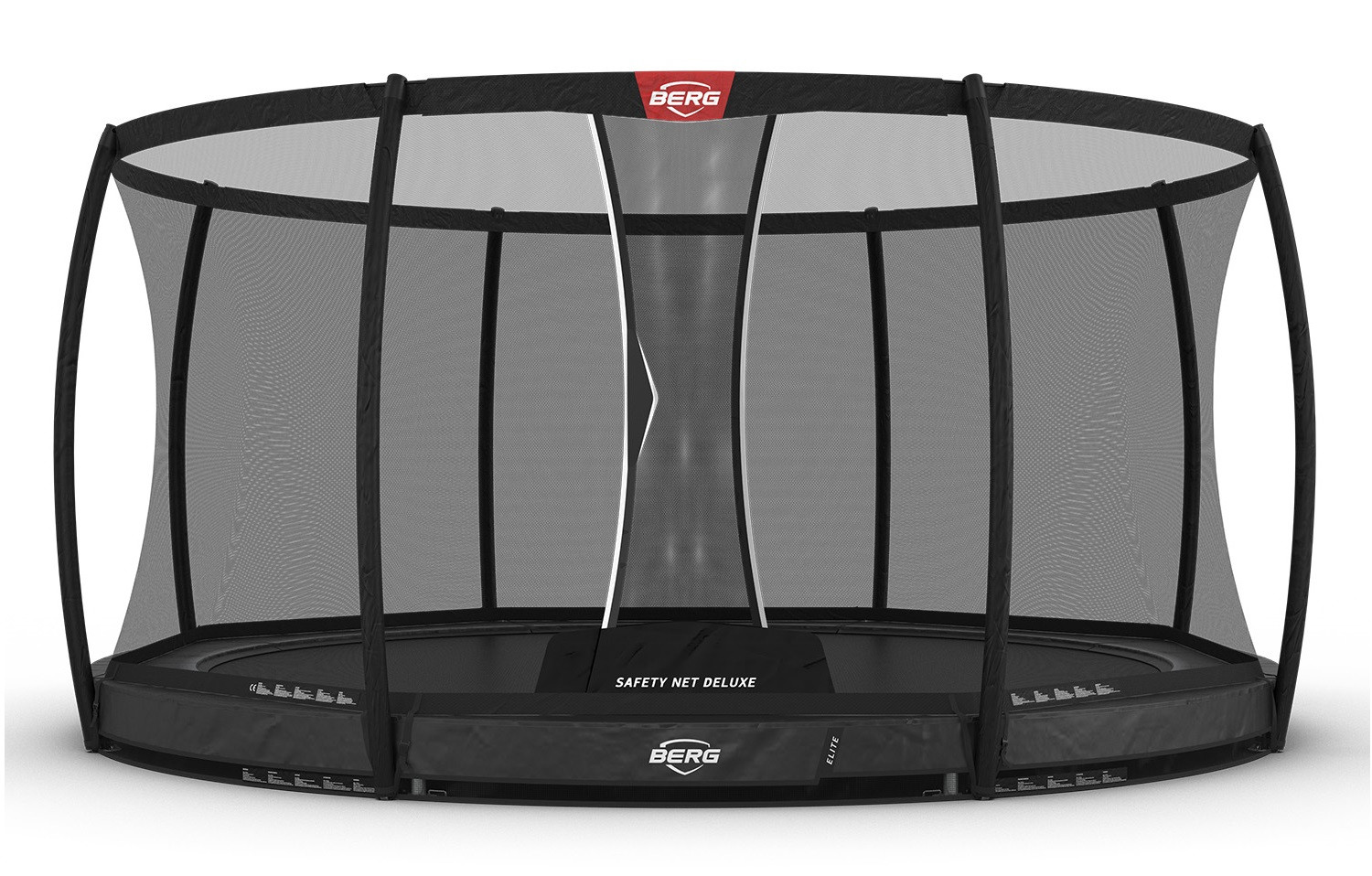 BERG Trampoline Elite met Veiligheidsnet - Safetynet Deluxe - InGround - 430 cm - Antraciet Grijs