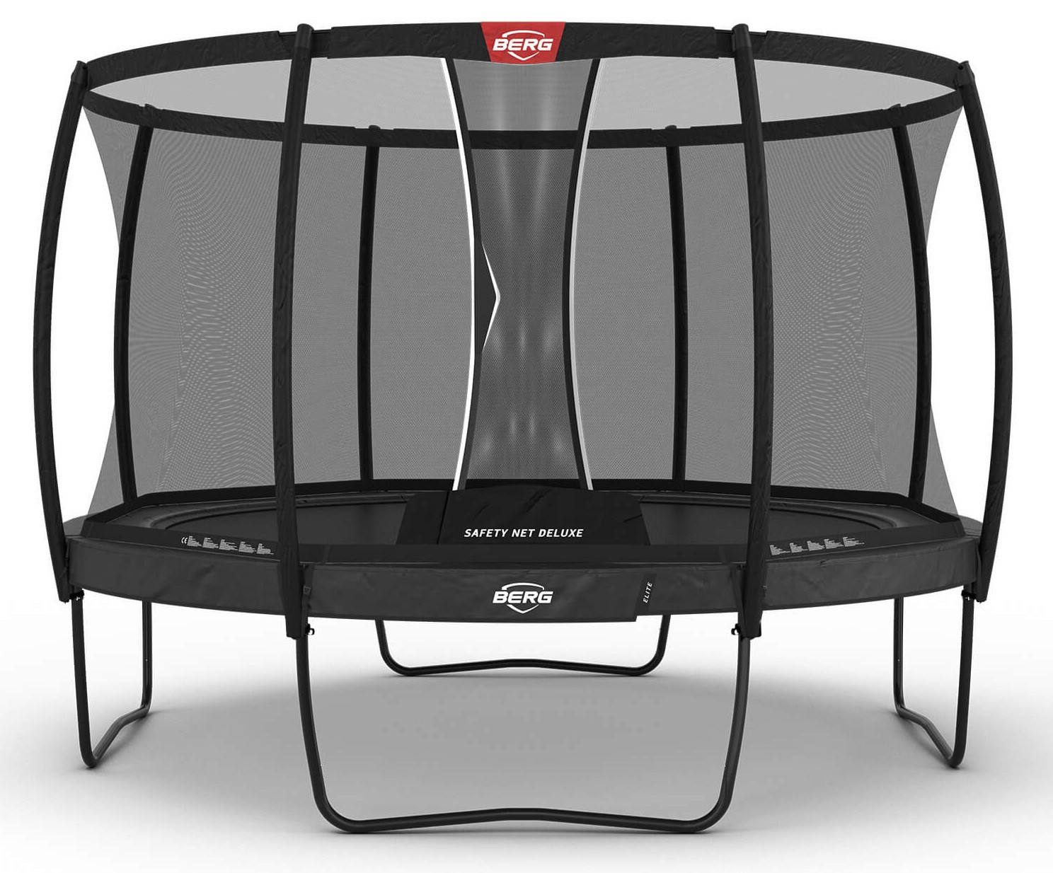 BERG Trampoline Elite met Veiligheidsnet - Safetynet Deluxe - Regular - 380 cm - Antraciet Grijs