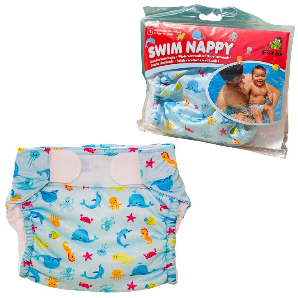 Freds Wasbare Zwemluier - Blauw - 4-9 kg - (Maat 1)