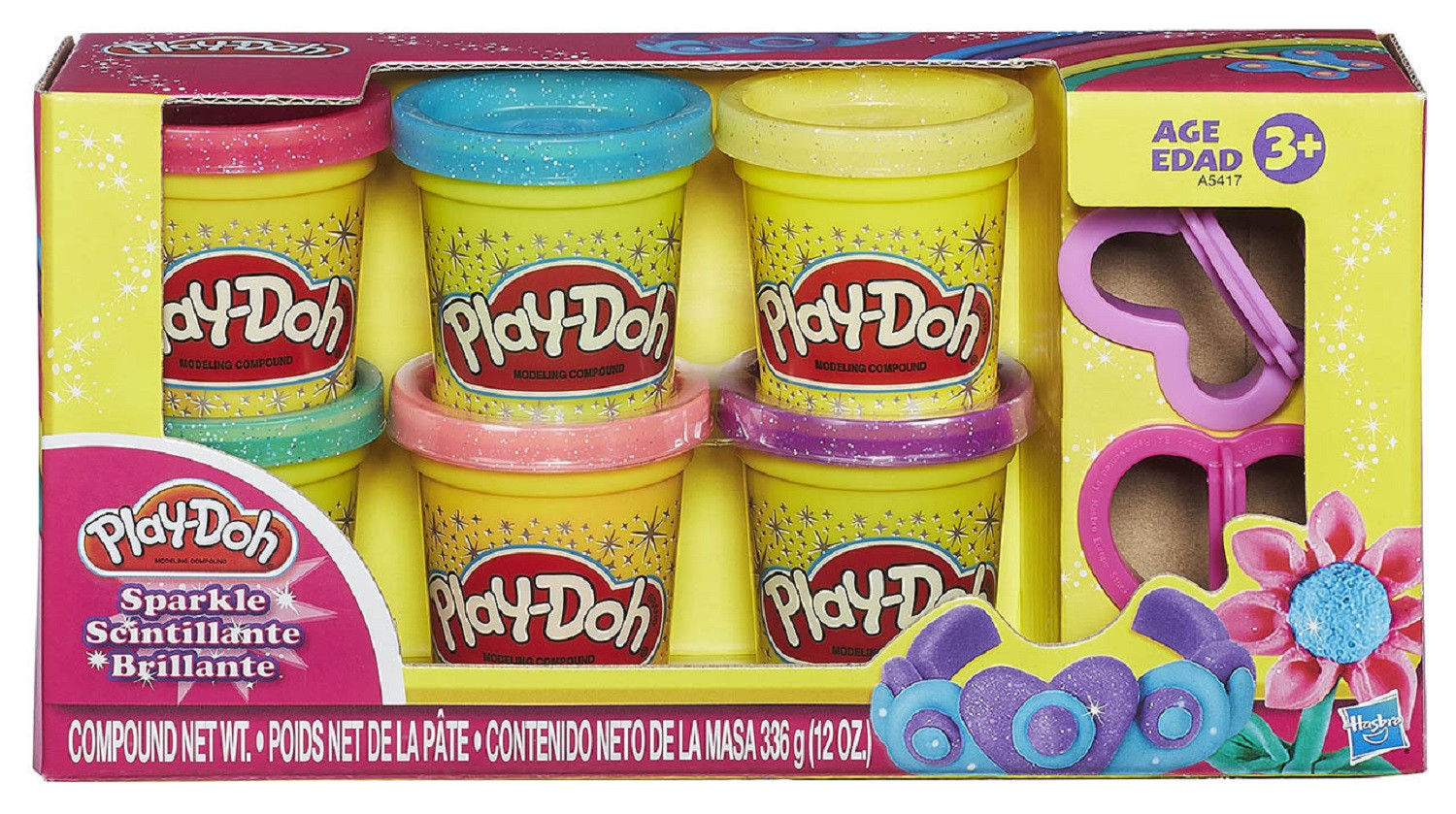 Play-Doh 6 Kleuren met Glitters - 336 gram - Speelset - Speelklei