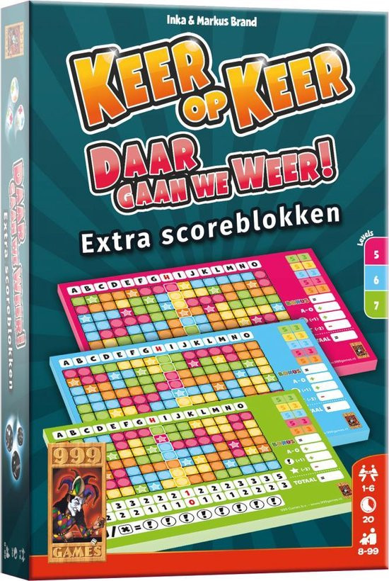 Keer op Keer Scoreblokken - 3 Stuks - Levels 5, 6 & 7 Dobbelspel