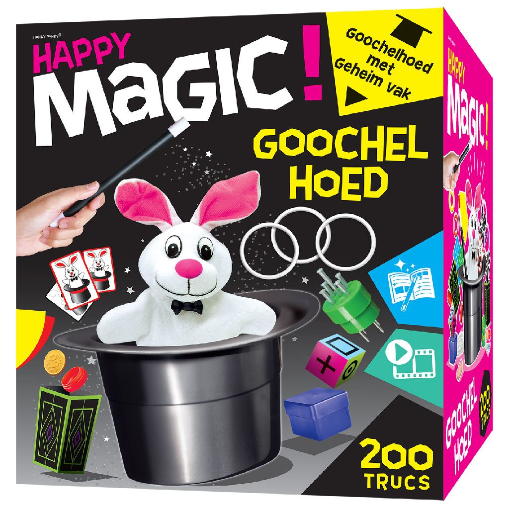 Happy Magic Hoed - 200 Trucs - Black Version - Goocheldoos