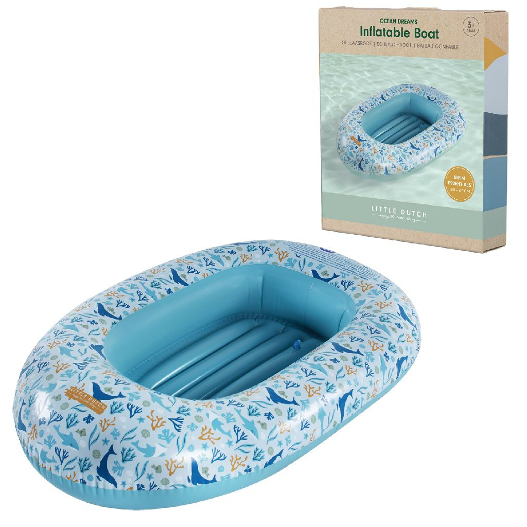 Little Dutch Ocean Dreams Opblaasboot Blauw 100 x 67 cm
