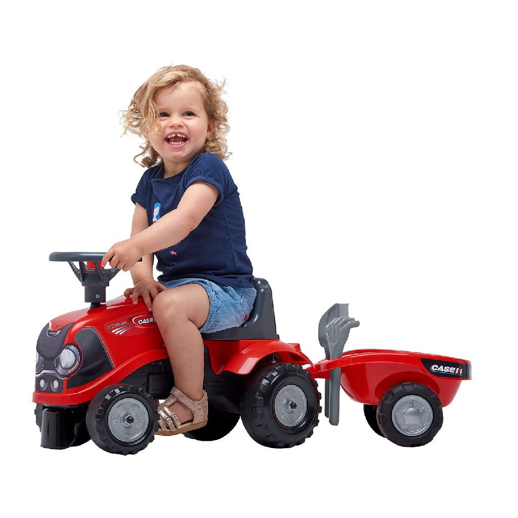 Falk Tractor Case Babyfarmer met Aanhanger - Looptractor