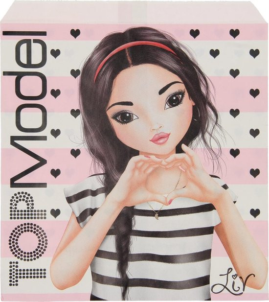 TOPModel Uitdeelzakje - 21,5 cm - Papier Roze / Wit - Prijs per Stuk