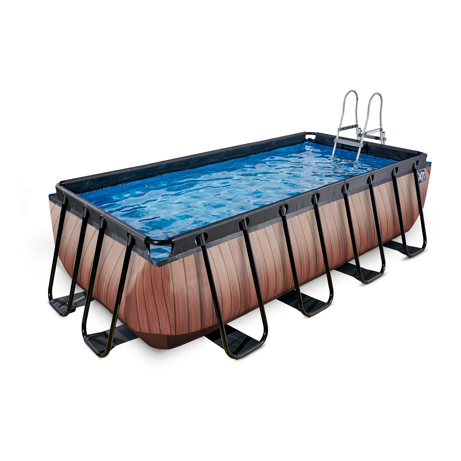 EXIT Frame Zwembad - Wood - 400 x 200 x 100 cm met zandfilterpomp - Bruin