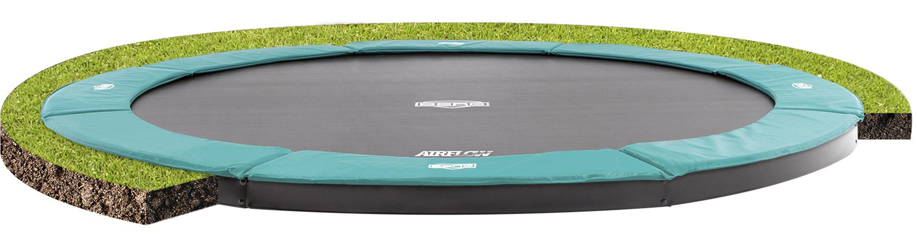 BERG Trampoline Champion - FlatGround - 380 cm - Groen - met Airflow - Twinspring