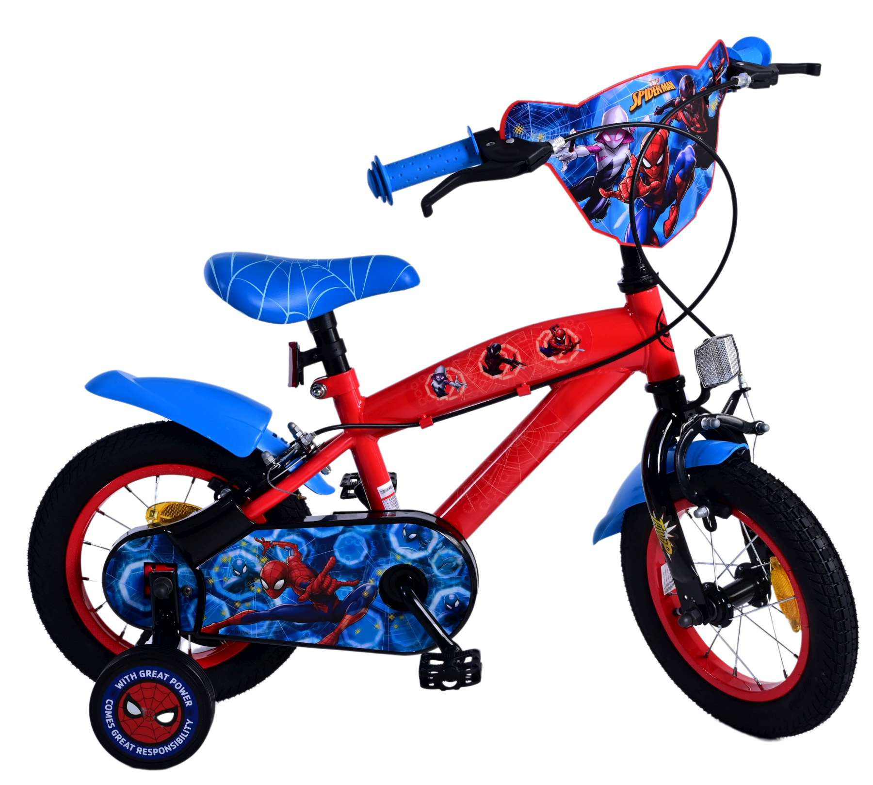 Volare Ultimate Spider-Man Kinderfiets - 12 Inch - Blauw / Rood - Twee Handremmen