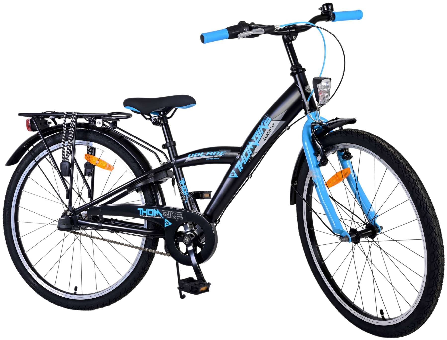 Volare Thombike Kinderfiets - 24 Inch - Zwart Blauw - 3 Versnellingen - Handrem & Terugtraprem