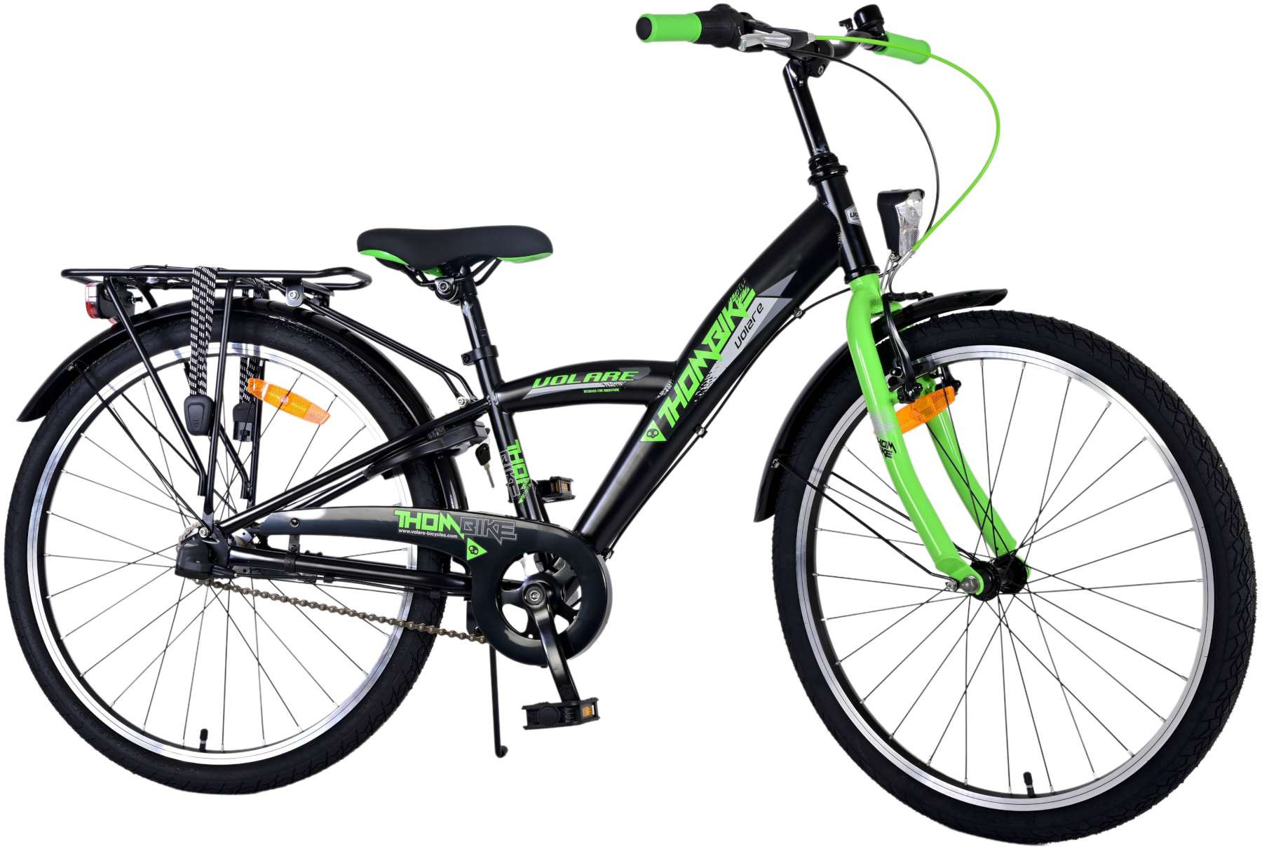 Volare Thombike Kinderfiets - 24 Inch - Groen Zwart - 3 Versnellingen - Handrem & Terugtraprem