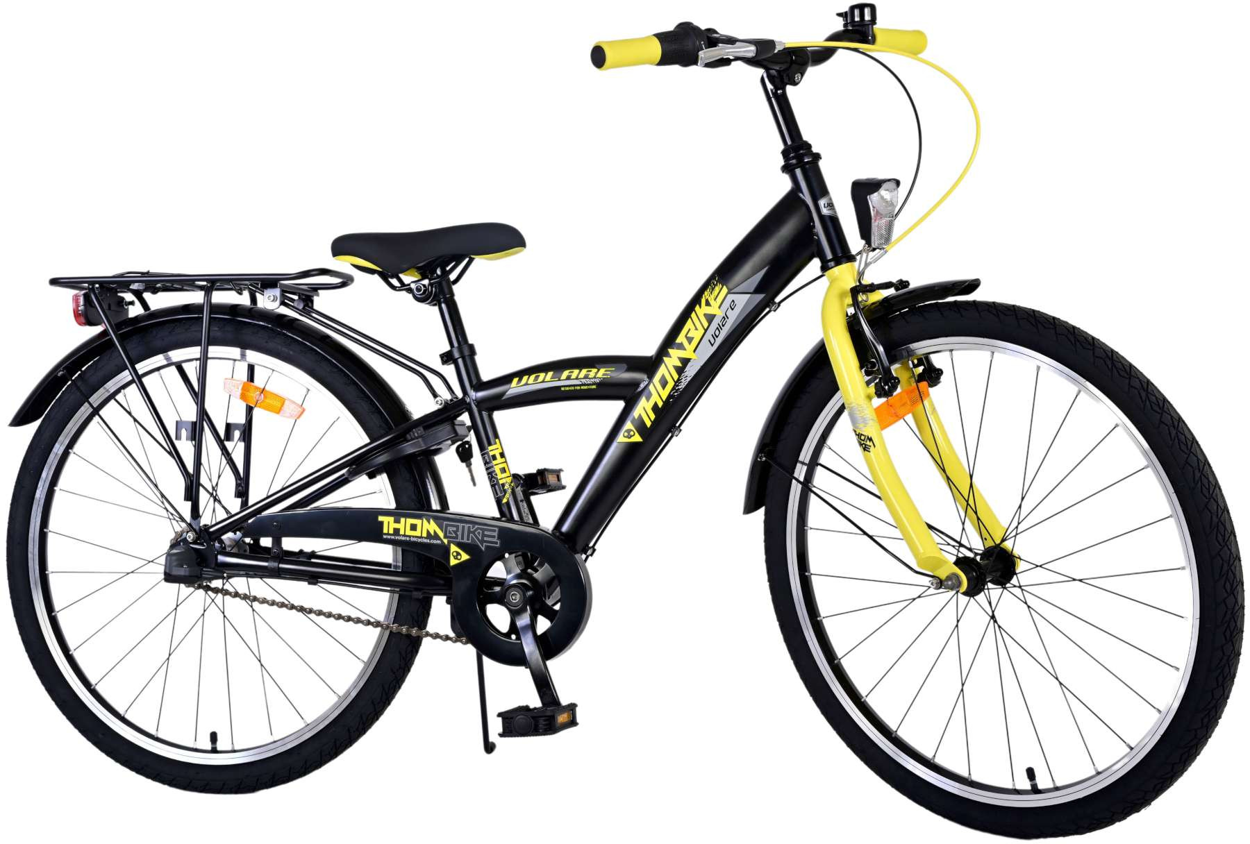 Volare Thombike Kinderfiets - 24 Inch - Geel - 3 Versnellingen - Handrem & Terugtraprem