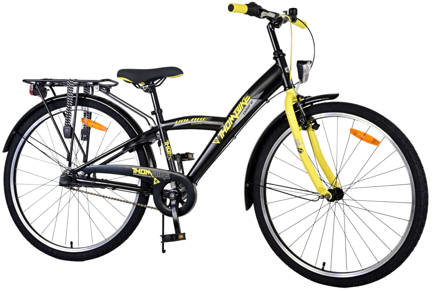 Volare Thombike Kinderfiets - 26 Inch - Zwart Geel- 3 Versnellingen - Handrem & Terugtraprem