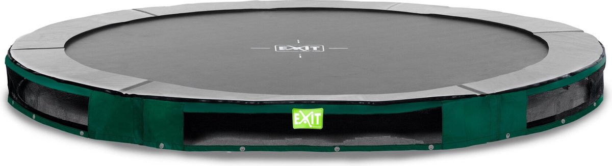 EXIT Elegant Premium Inground Trampoline - 366 cm - Groen - Grijze Beschermrand met Groene Rok