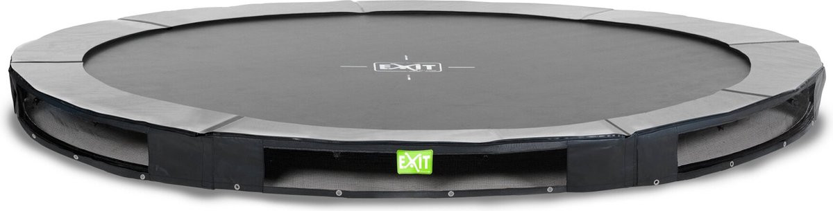 EXIT Elegant Premium Inground Trampoline - 427 cm - Zwart - Grijze Beschermrand met Zwarte Rok