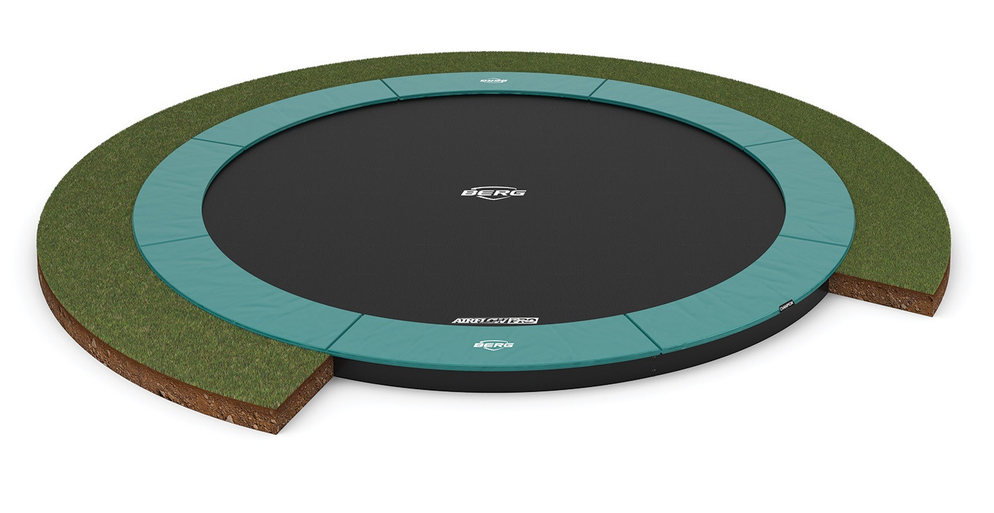 BERG Trampoline Champion - FlatGround - 430 cm - Groen - met Airflow PRO Springmat - Twinspring 