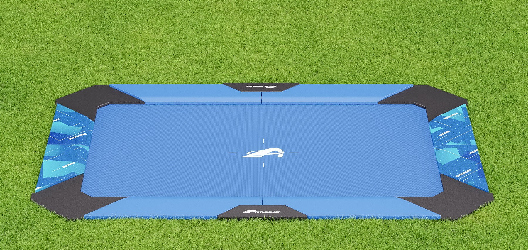 Akrobat Trampoline XCITYX - Flat to the Ground - 520 x 365 cm - Blauw