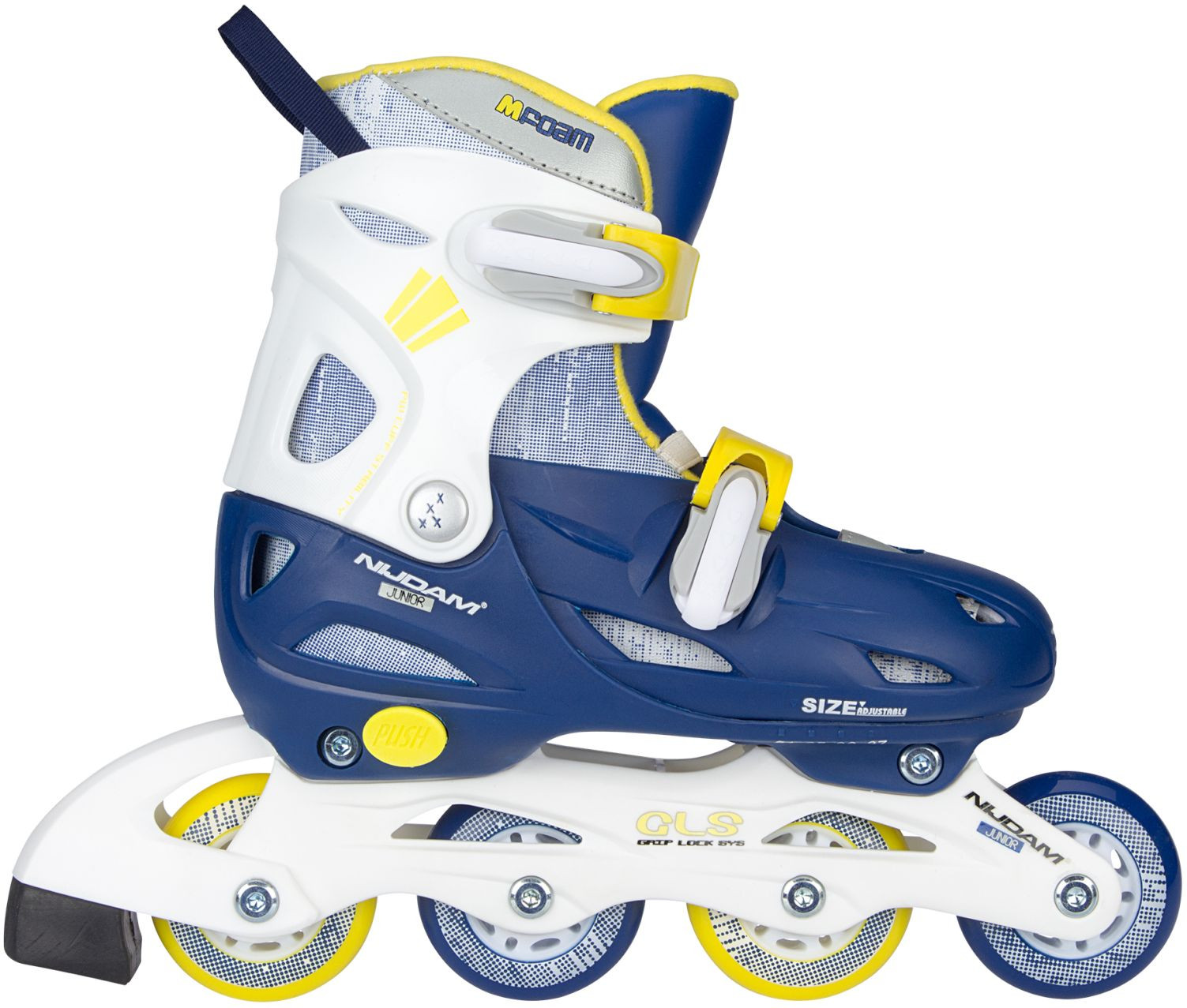 Inlineskates Navy Seal - Verstelbaar - Hardboot - Marine / Geel - Maat 30-33