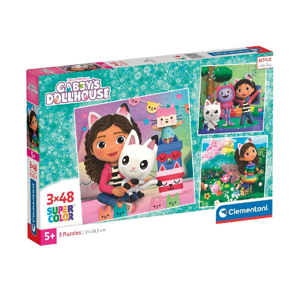 Clementoni Gabby's Dollhouse Puzzel - 3 x 48 stukjes