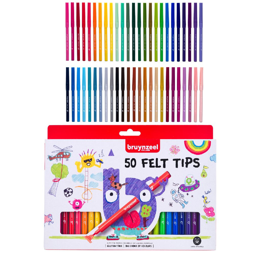 Bruynzeel Viltstiften Set 50 Kleuren