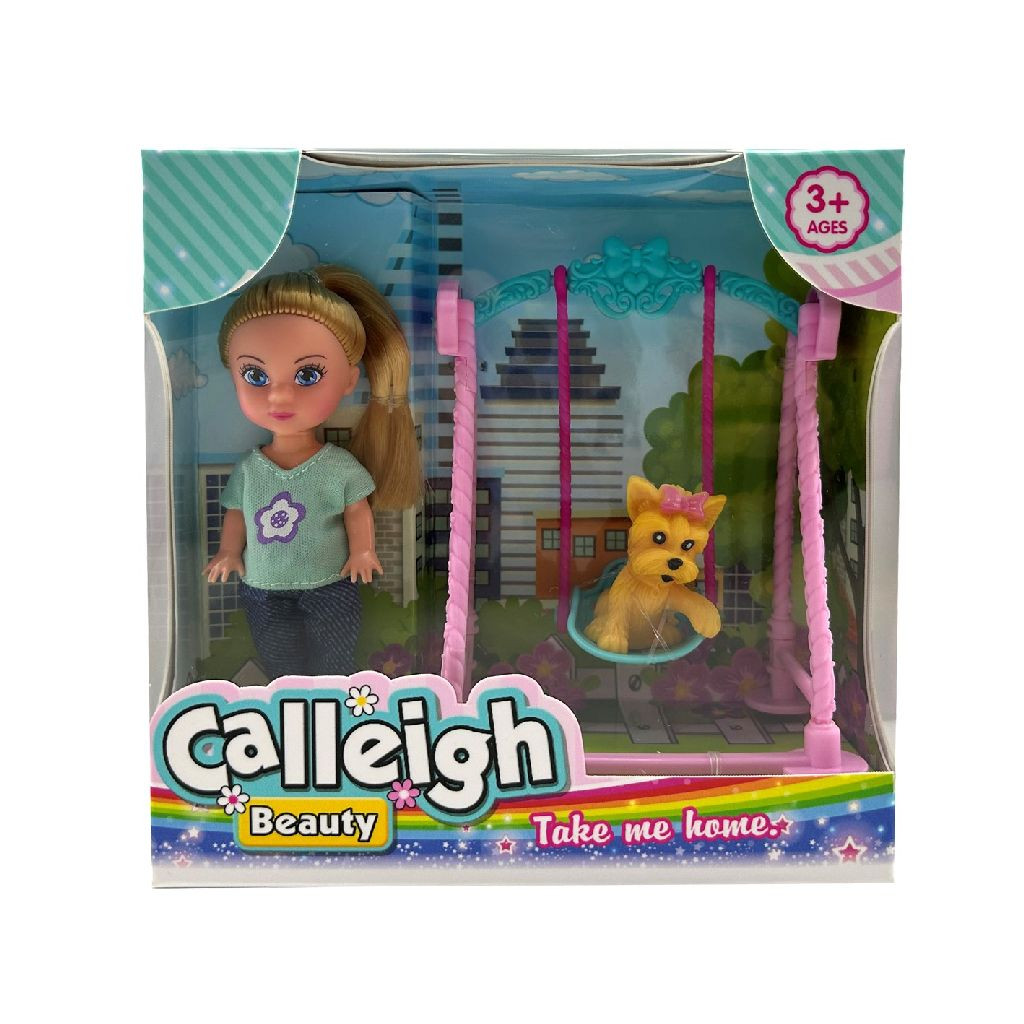 Calleigh Mini Pop met Hond op Schommel