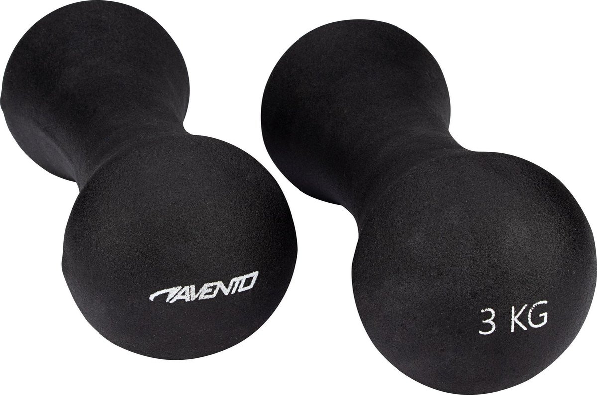 Avento Fitness Handgewicht Set - Bone - 2 Stuks - 3 Kilo - Zwart