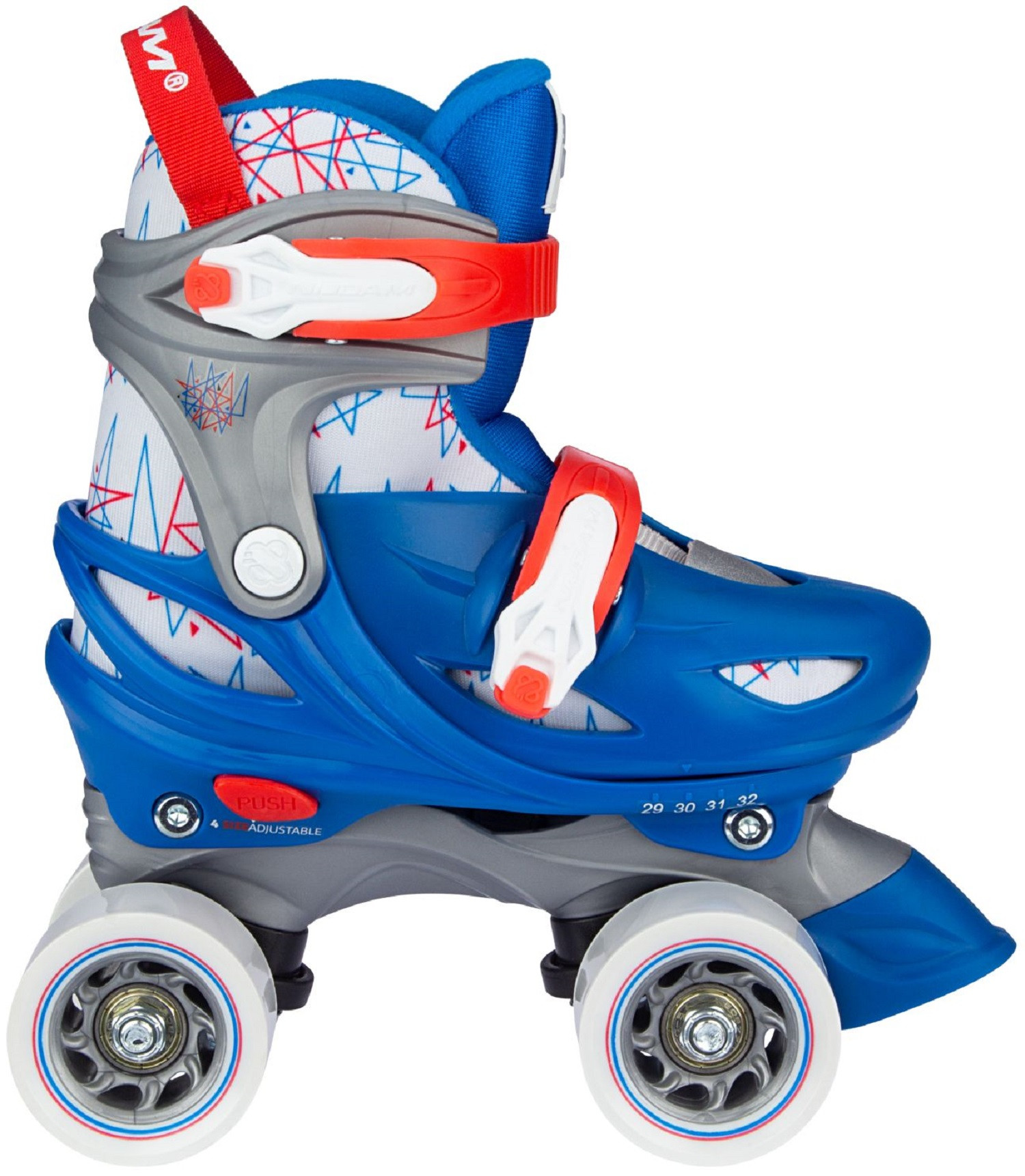 Nijdam Rolschaatsen Verstelbaar - Geo Metricker - Blauw/Rood/Wit/Zilvergrijs - 33-36