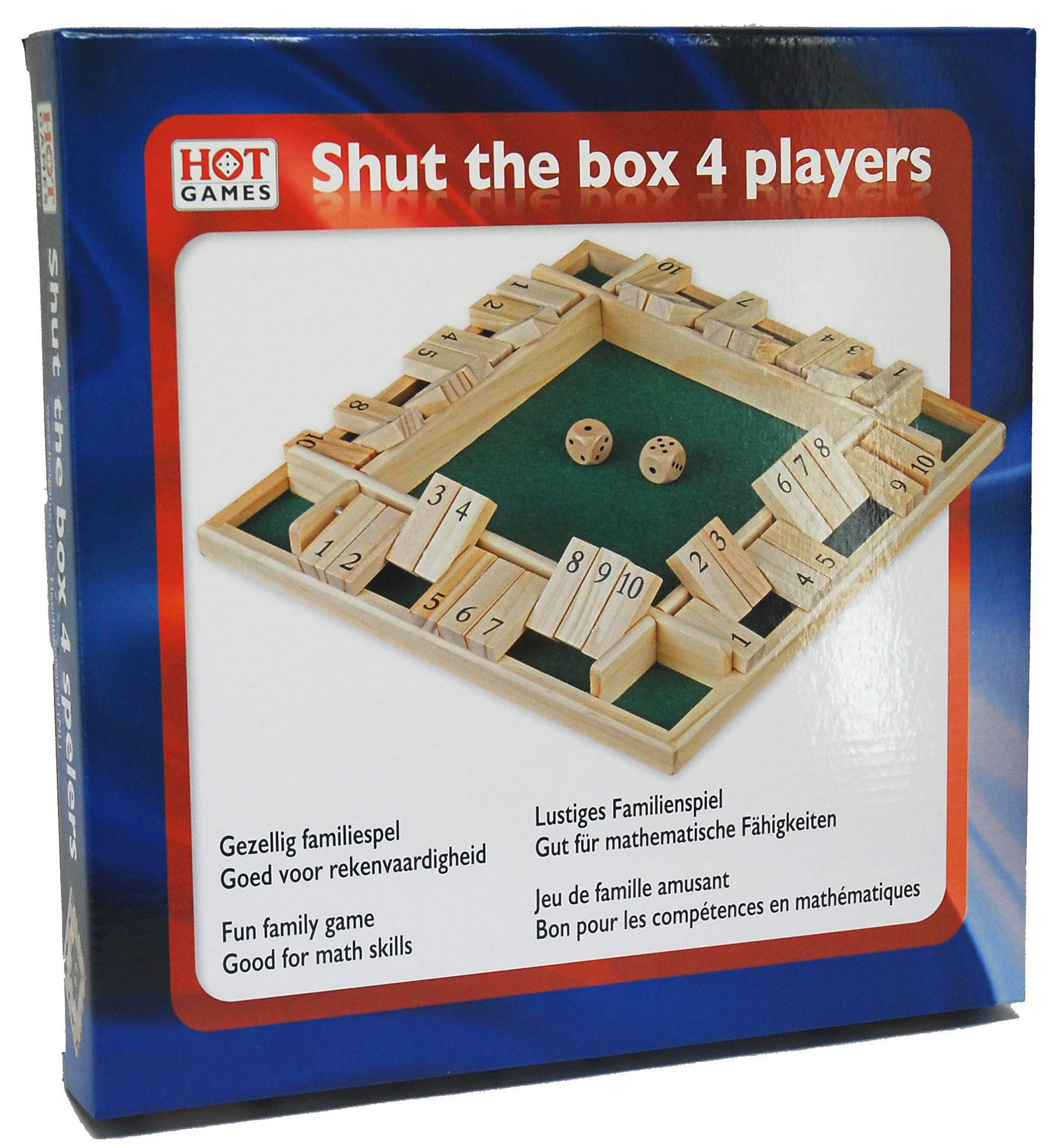 Shut the Box - 4 Spelers - 29 x 29 x 4 cm - Hout