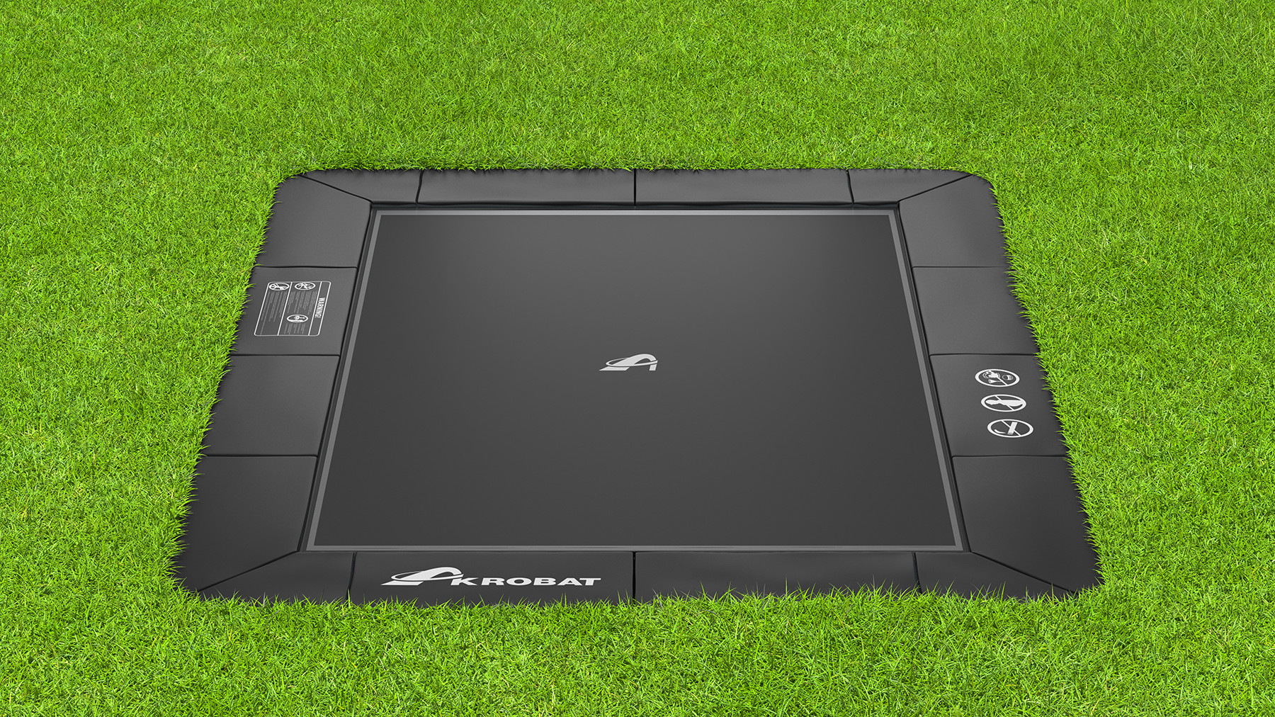 Akrobat Trampoline Orbit - Flat to the Ground - 430 x 305 - Zwart / Zwart