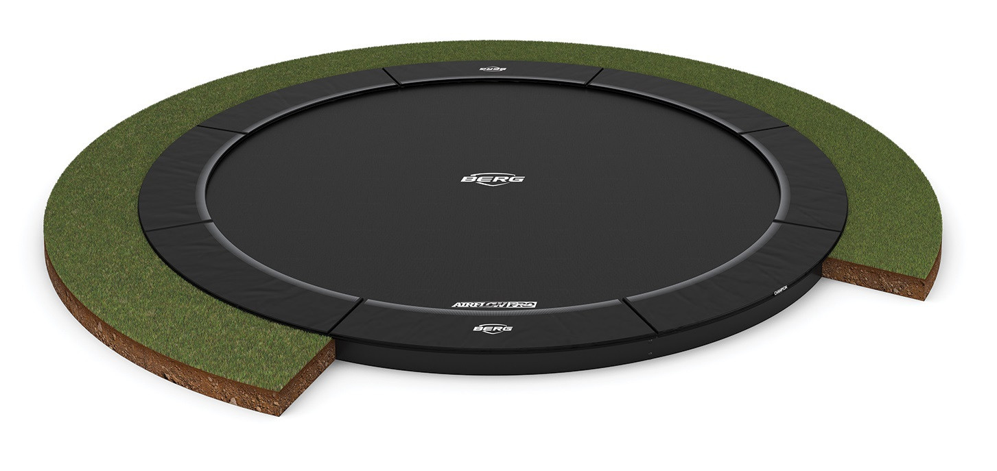 BERG Trampoline Champion - FlatGround - 380 cm - Zwart Limited Edition - Airflow PRO Springmat - Twinspring