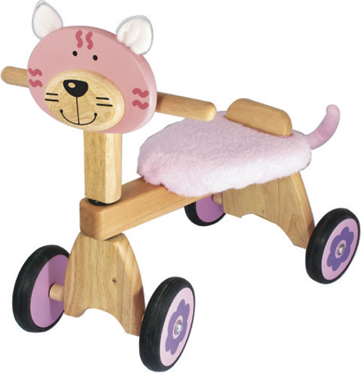 Loopfiets Poes - Hout - Roze