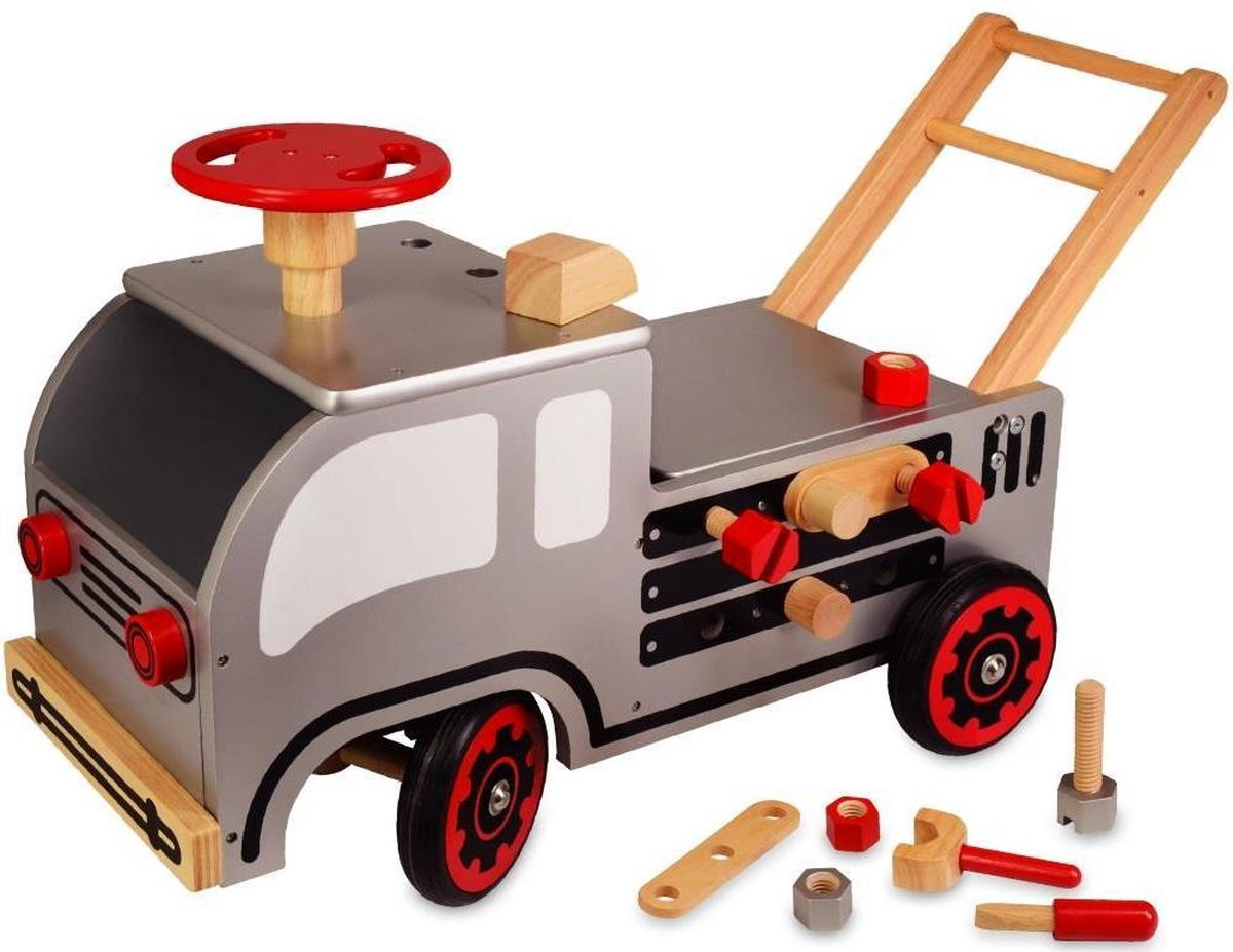 Loopwagen - Duwwagen Constructie - Hout  - Metallic / Grijs