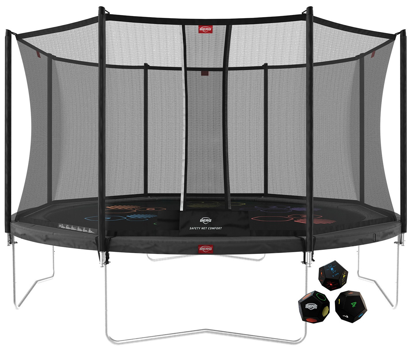 BERG Trampoline Favorit Levels met Veiligheidsnet - Safetynet Comfort - 430 cm - Antraciet Grijs