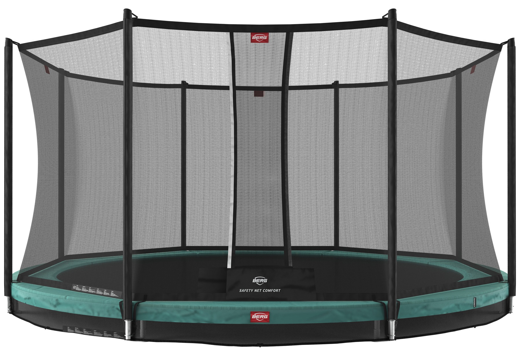 BERG Trampoline Favorit met Veiligheidsnet - Safetynet Comfort - InGround - 380 cm - Groen