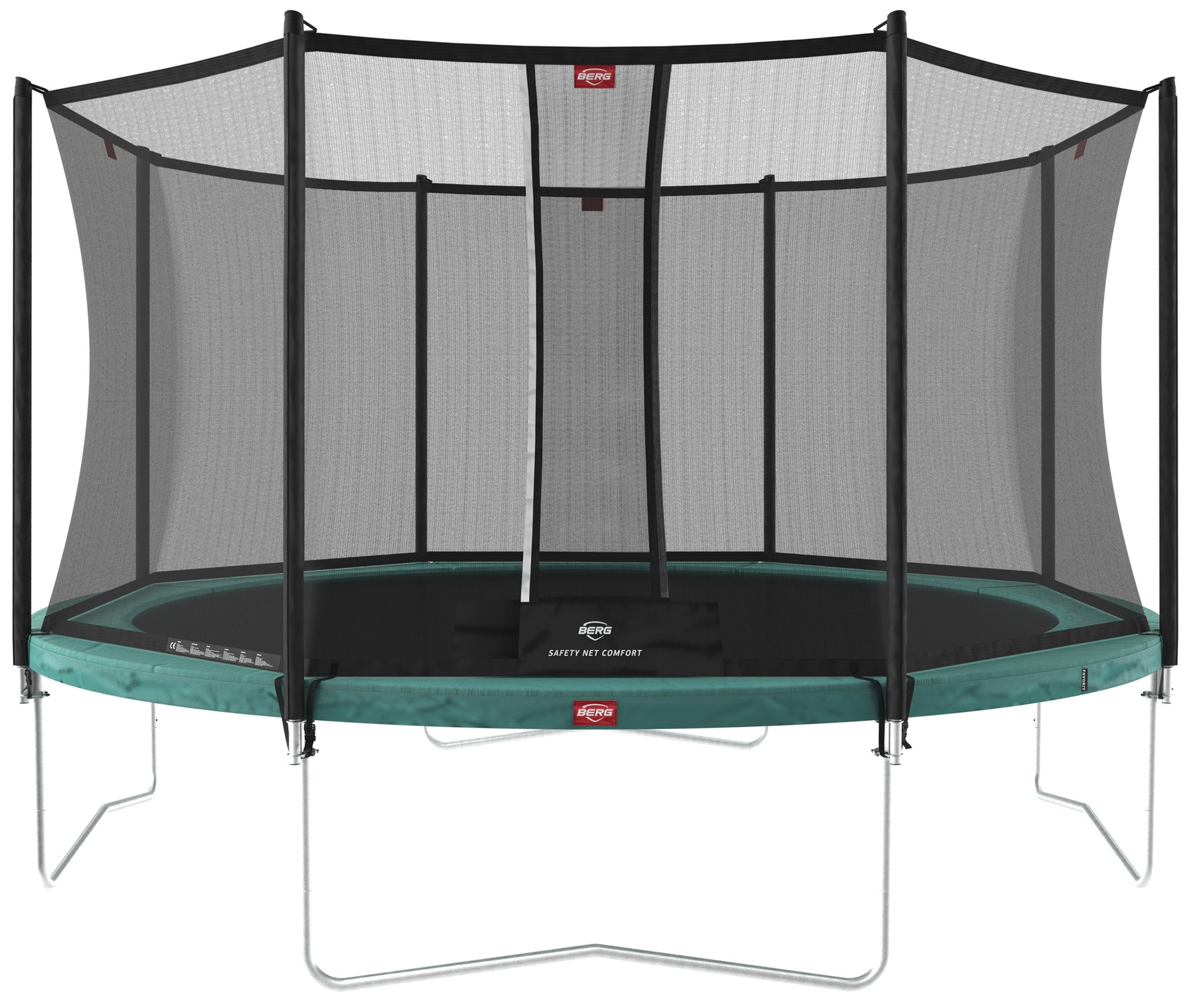 BERG Trampoline Favorit met Veiligheidsnet - Safetynet Comfort - 380 cm - Groen