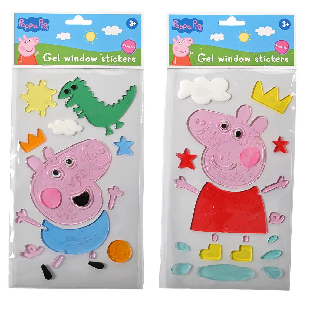 Peppa Pig Raamstickers Gel - Reusable - Blauw of Rood - Prijs per Stuk