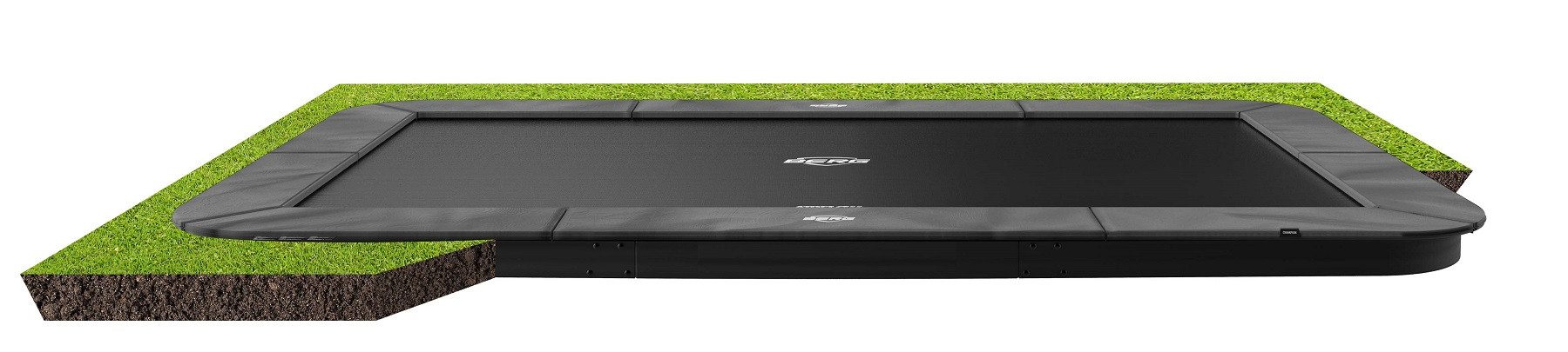 BERG Trampoline Ultim Champion - FlatGround - 410 x 250 cm - Antraciet Grijs - met Airflow - Twinspring